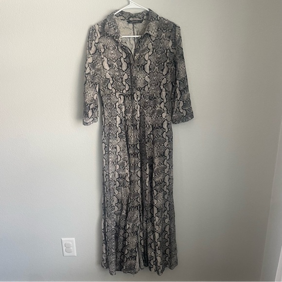 Zara Maxi Dress Snake Print Animal Bloggers Fav Oversized Black Gray Size XS - Picture 2 of 14